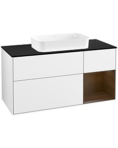Villeroy und Boch Finion Villeroy und Boch G712GNGF 120x60,3x50,1cm, étagère droite placage noyer, laqué blanc brillant