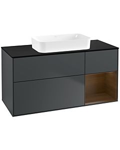 Villeroy und Boch Finion Waschtischunterschrank G712GNHG 120x60,3x50,1cm, Regal rechts Walnut veneer, Midnight Blue Matt Lacquer