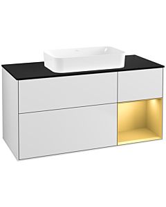 Villeroy und Boch Finion Waschtischunterschrank G712HFMT 120x60,3x50,1cm, Regal rechts Gold matt, White matt lacquer