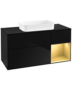 Villeroy und Boch Finion Villeroy und Boch G712HFPH 120x60.3x50.1cm, étagère droite or mat, Glossy Black Lacquer