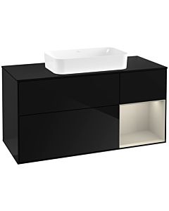 Villeroy und Boch Finion Villeroy und Boch G712HHPH 120x60.3x50.1cm, étagère à droite Sand matt, Glossy Black Lacquer