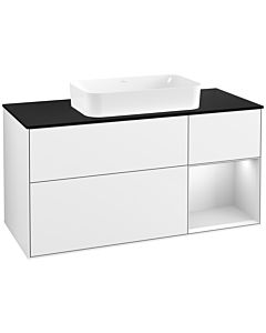 Villeroy und Boch Finion Villeroy und Boch G712MTGF 120x60.3x50.1cm, étagère à droite laqué blanc mat, laqué blanc brillant