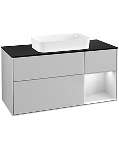 Villeroy und Boch Finion Villeroy und Boch G712MTGJ 120x60.3x50.1cm, étagère à droite laqué blanc mat, gris clair mat
