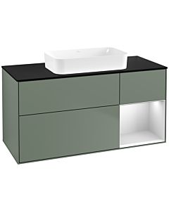 Villeroy und Boch Finion Villeroy und Boch G712MTGM 120x60,3x50,1cm, étagère droite blanc laqué mat, Olive Matt Lacquer