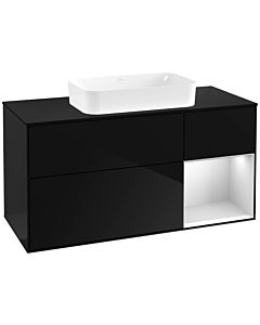 Villeroy und Boch Finion Villeroy und Boch G712MTPH 120x60.3x50.1cm, étagère à droite laqué blanc mat, Glossy Black Lacquer