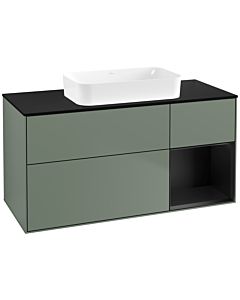 Villeroy und Boch Finion Villeroy und Boch G712PDGM 120x60.3x50.1cm, étagère à droite laqué noir mat, Olive Matt Lacquer