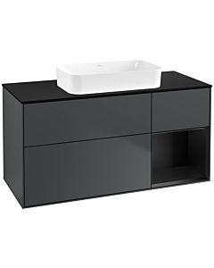 Villeroy und Boch Finion Waschtischunterschrank G712PDHG 120x60,3x50,1cm, Regal rechts Black matt lacquer, Midnight Blue Matt Lacquer