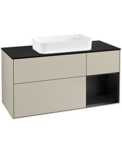 Villeroy und Boch Finion Waschtischunterschrank G712PDHH 120x60,3x50,1cm, Regal rechts Black matt lacquer, Sand Matt Lacquer