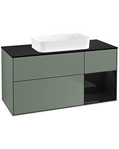 Villeroy und Boch Finion Villeroy und Boch G712PHGM 120x60.3x50.1cm, étagère à droite Glossy Black Lacquer , Olive Matt Lacquer