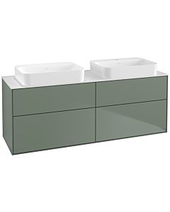 Villeroy und Boch Finion Waschtischunterschrank G72100GM 160x60,3x50,1cm, Glass White Matt, Olive Matt Lacquer