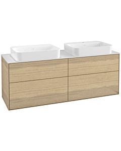 Villeroy und Boch Finion Waschtischunterschrank G72100PC 160x60,3x50,1cm, Glass White Matt, Oak Veneer