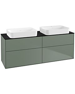 Villeroy und Boch Finion Waschtischunterschrank G72200GM 160x60,3x50,1cm, Glass Black Matt, Olive Matt Lacquer