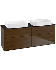 Villeroy und Boch Finion Waschtischunterschrank G72200GN 160x60,3x50,1cm, Glass Black Matt, Walnut veneer