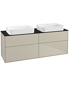 Villeroy und Boch Finion Waschtischunterschrank G72200HH 160x60,3x50,1cm, Glass Black Matt, Sand Matt Lacquer