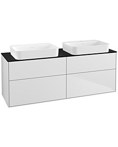 Villeroy und Boch Finion Waschtischunterschrank G72200MT 160x60,3x50,1cm, Glass Black Matt, White matt lacquer