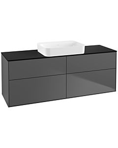 Villeroy und Boch Finion Waschtischunterschrank G73200GK 160x60,3x50,1cm, Glass Black Matt, Anthracite matt