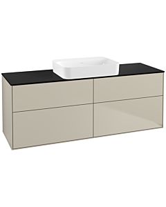 Villeroy und Boch Finion Waschtischunterschrank G73200HH 160x60,3x50,1cm, Glass Black Matt, Sand Matt Lacquer
