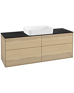 Villeroy und Boch Finion Waschtischunterschrank G73200PC 160x60,3x50,1cm, Glass Black Matt, Oak Veneer