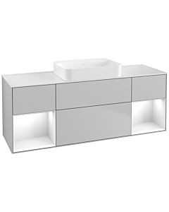 Villeroy und Boch Finion Waschtischunterschrank G741GFGJ 160x60,3x50,1cm, Regale Glossy white lacquer, Light grey matt