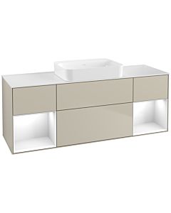 Villeroy und Boch Finion Waschtischunterschrank G741GFHH 160x60,3x50,1cm, Regale Glossy white lacquer, Sand Matt Lacquer