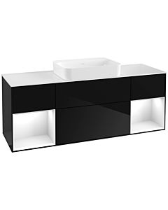 Villeroy und Boch Finion Villeroy und Boch G741GFPH 160x60.3x50.1cm, étagères Laque blanc brillant, Glossy Black Lacquer