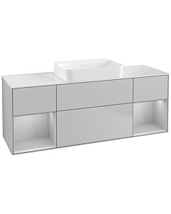 Villeroy und Boch Finion Waschtischunterschrank G741GJGJ 160x60,3x50,1cm, Regale Light grey matt lacquer, Light grey matt