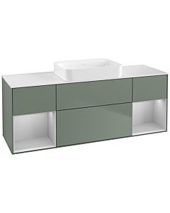 Villeroy und Boch Finion Villeroy und Boch G741GJGM 160x60.3x50.1cm, étagères laqué gris clair mat, Olive Matt Lacquer