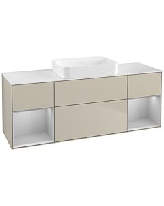 Villeroy und Boch Finion Waschtischunterschrank G741GJHH 160x60,3x50,1cm, Regale Light grey matt lacquer, Sand Matt Lacquer