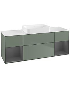 Villeroy und Boch Finion Waschtischunterschrank G741GKGM 160x60,3x50,1cm, Regale Anthracite matt lacquer, Olive Matt Lacquer