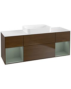 Villeroy und Boch Finion Waschtischunterschrank G741GMGN 160x60,3x50,1cm, Regale Olive matt lacquer, Walnut veneer