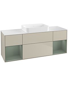 Villeroy und Boch Finion Waschtischunterschrank G741GMHH 160x60,3x50,1cm, Regale Olive matt lacquer, Sand Matt Lacquer