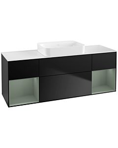 Villeroy und Boch Finion Waschtischunterschrank G741GMPD 160x60,3x50,1cm, Regale Olive matt lacquer, Black matt lacquer