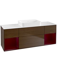 Villeroy und Boch Finion Waschtischunterschrank G741HBGN 160x60,3x50,1cm, Regale Peony matt lacquer, Walnut veneer