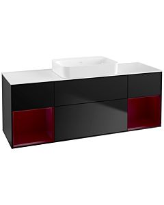 Villeroy und Boch Finion Waschtischunterschrank G741HBPD 160x60,3x50,1cm, Regale Peony matt lacquer, Black matt lacquer