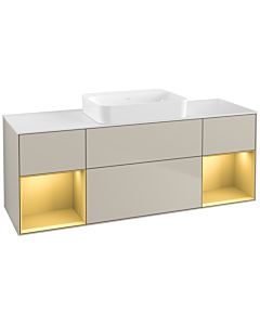 Villeroy und Boch Finion Waschtischunterschrank G741HFHH 160x60,3x50,1cm, Regale Gold matt lacquer, Sand Matt Lacquer