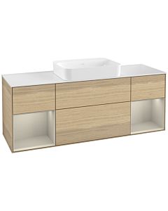 Villeroy und Boch Finion Waschtischunterschrank G741HHPC 160x60,3x50,1cm, Regale sand matt lacquer, Oak Veneer