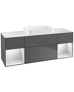 Villeroy und Boch Finion Waschtischunterschrank G741MTGK 160x60,3x50,1cm, Regale White matt lacquer, Anthracite matt