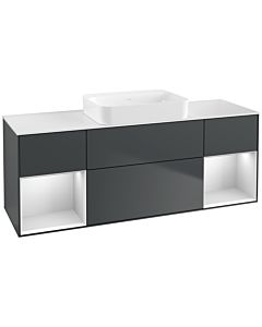Villeroy und Boch Finion Waschtischunterschrank G741MTHG 160x60,3x50,1cm, Regale White matt lacquer, Midnight Blue Matt Lacquer