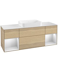 Villeroy und Boch Finion Waschtischunterschrank G741MTPC 160x60,3x50,1cm, Regale White matt lacquer, Oak Veneer