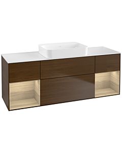 Villeroy und Boch Finion Waschtischunterschrank G741PCGN 160x60,3x50,1cm, Regale Oak Veneer, Walnut veneer