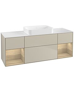 Villeroy und Boch Finion Waschtischunterschrank G741PCHH 160x60,3x50,1cm, Regale Oak Veneer, Sand Matt Lacquer
