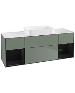 Villeroy und Boch Finion Villeroy und Boch G741PHGM 160x60.3x50.1cm, étagères Laqué noir brillant, Olive Matt Lacquer