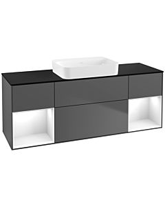 Villeroy und Boch Finion Waschtischunterschrank G742GFGK 160x60,3x50,1cm, Regale Glossy white lacquer, Anthracite matt