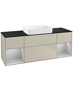 Villeroy und Boch Finion Waschtischunterschrank G742GJHH 160x60,3x50,1cm, Regale Light grey matt lacquer, Sand Matt Lacquer