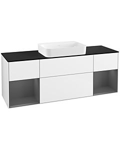 Villeroy und Boch Finion Waschtischunterschrank G742GKGF 160x60,3x50,1cm, Regale Anthracite matt lacquer, Glossy white lacquer