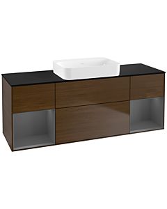 Villeroy und Boch Finion Waschtischunterschrank G742GKGN 160x60,3x50,1cm, Regale Anthracite matt lacquer, Walnut veneer