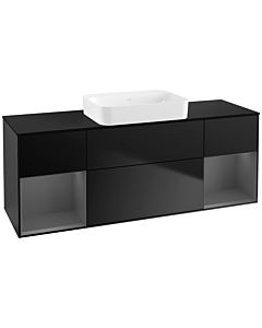 Villeroy und Boch Finion Waschtischunterschrank G742GKPD 160x60,3x50,1cm, Regale Anthracite matt lacquer, Black matt lacquer