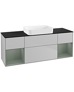 Villeroy und Boch Finion Waschtischunterschrank G742GMGJ 160x60,3x50,1cm, Regale Olive matt lacquer, Light grey matt