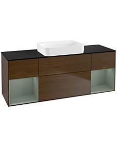 Villeroy und Boch Finion Waschtischunterschrank G742GMGN 160x60,3x50,1cm, Regale Olive matt lacquer, Walnut veneer