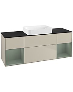 Villeroy und Boch Finion Waschtischunterschrank G742GMHH 160x60,3x50,1cm, Regale Olive matt lacquer, Sand Matt Lacquer